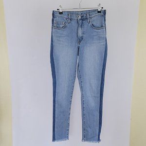 Nobody Denim Bessette High Rise  Ankle Crop Two Tone Raw Hem Jean